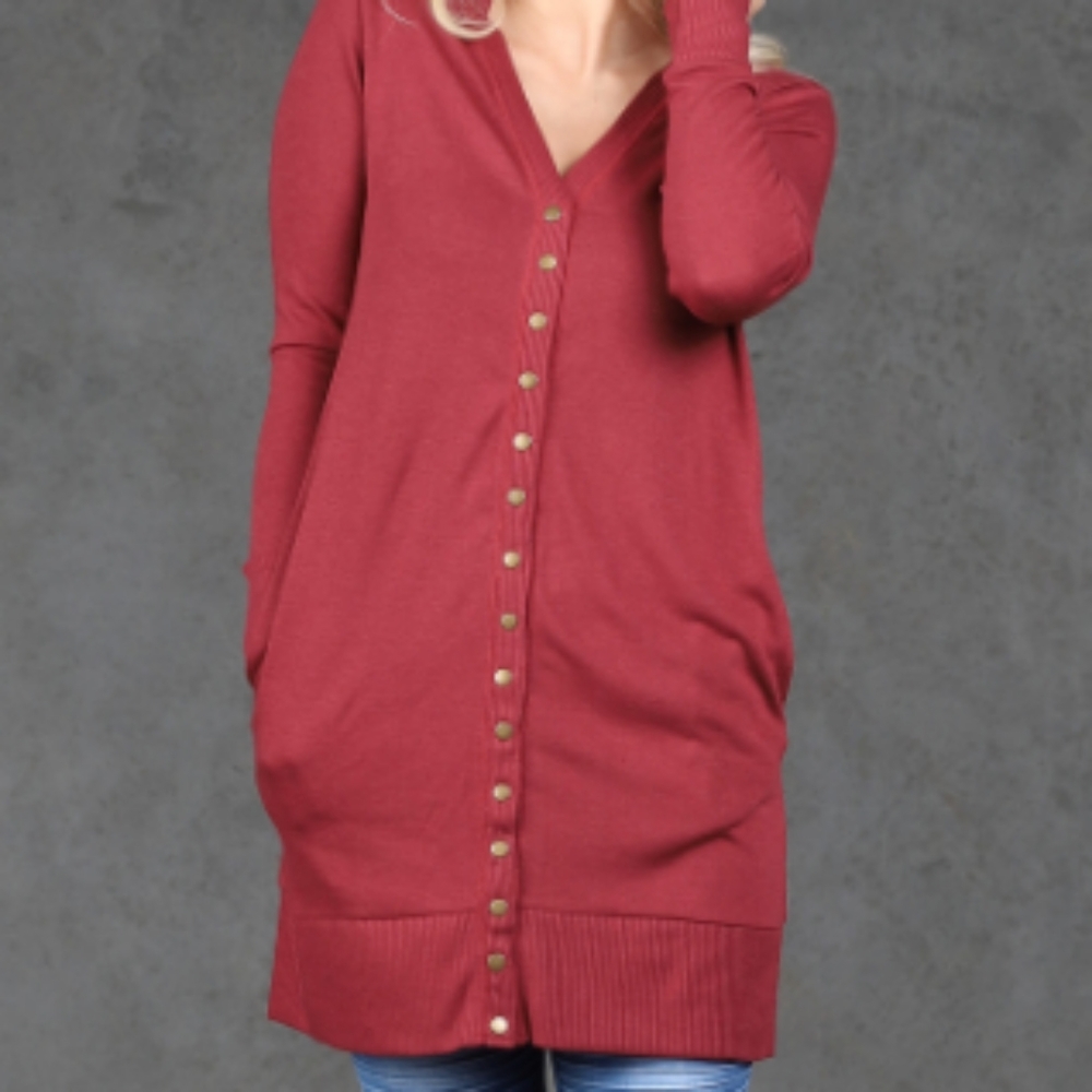 Long snap cardigan